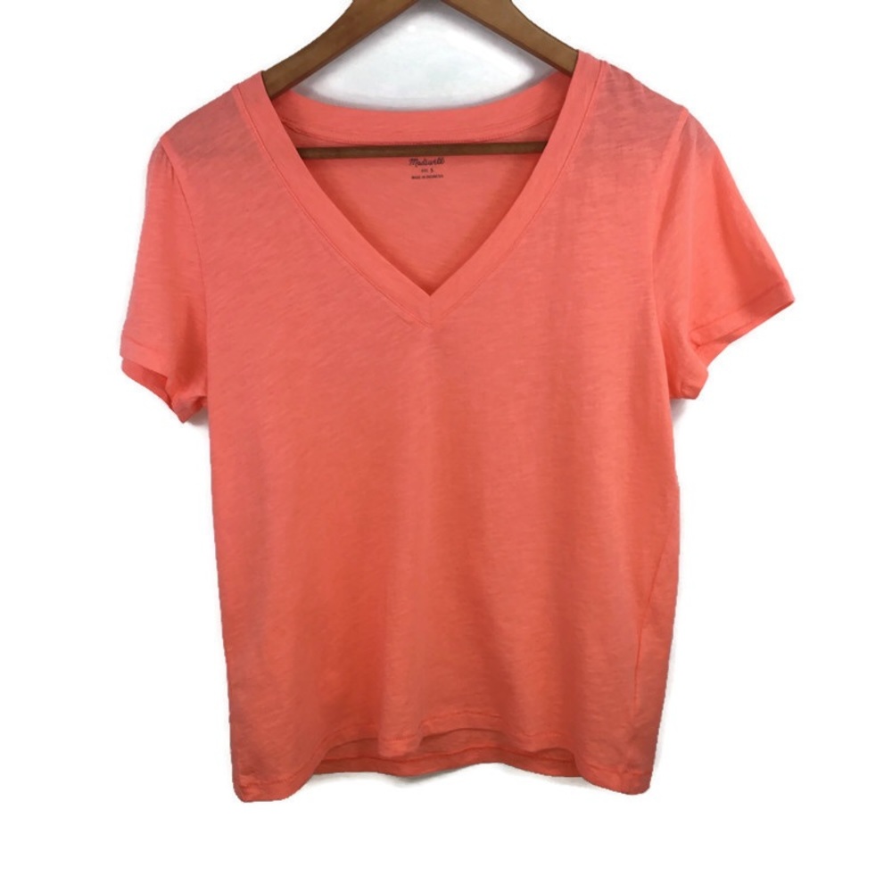 NWT Madewell whisper cotton v-neck tee shirt t-shirt coastal coral